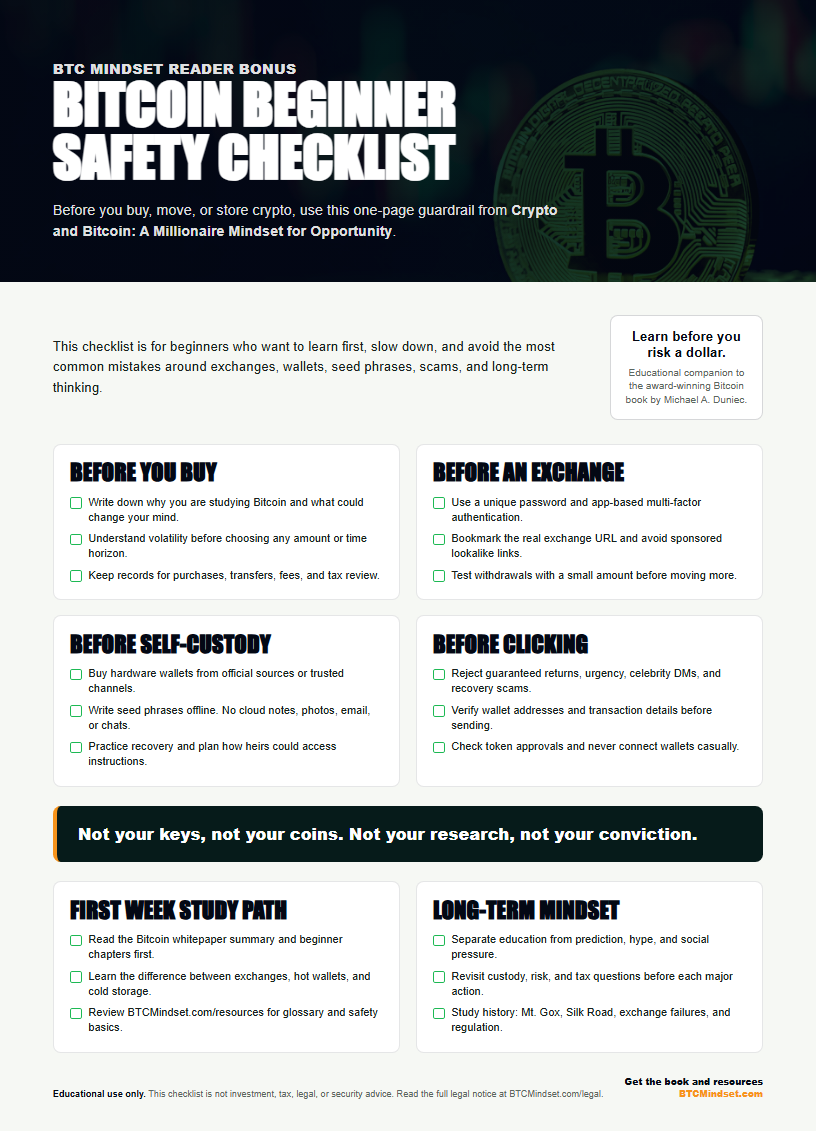 Preview of the Bitcoin Beginner Safety Checklist PDF